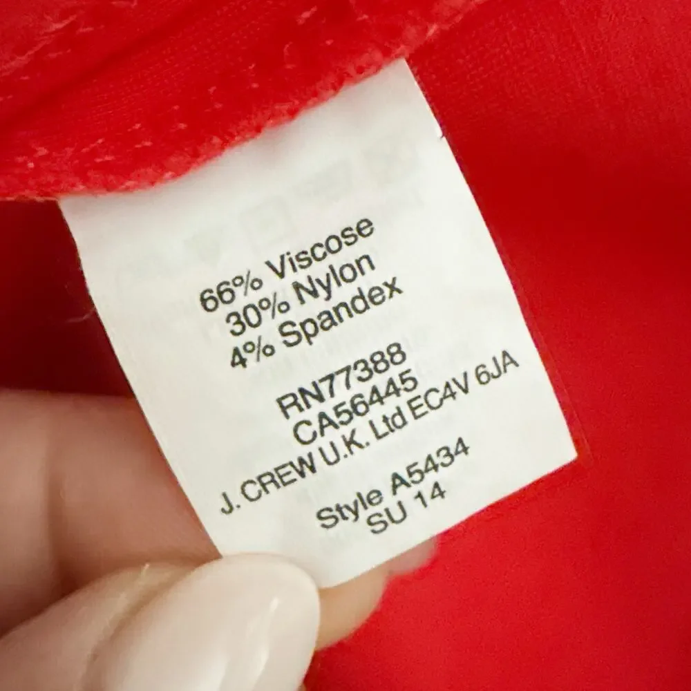 J. CREW | Red Stretch Pleated A-line Dress Exposed Back Ponte Zipper Pockets | 4